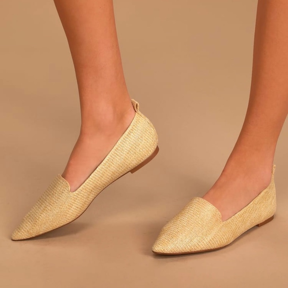 Lulu’s Natural Beige Raffia Flats 7.5